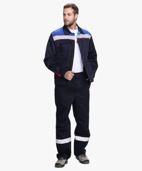 Костюм Флофт-1 СОП У. (тк.Смесовая,210) брюки, т.синий/васильковый/красный