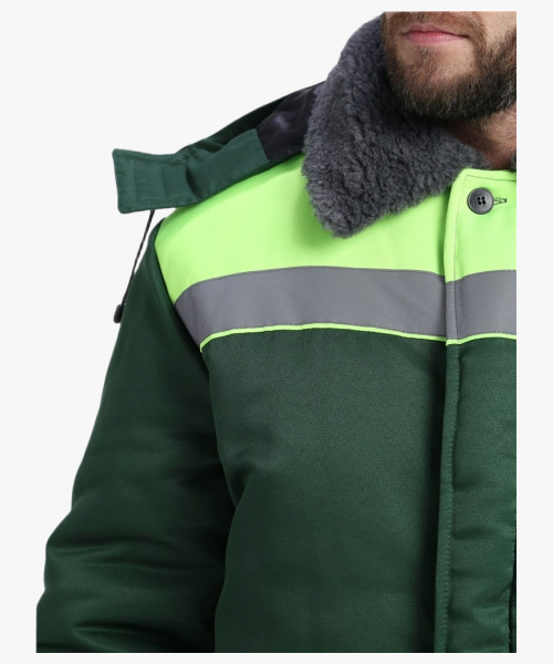 Костюм зимний Труженик-Ультра СОП (тк.Смесовая,210) брюки, т.зеленый/лимонный