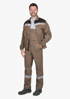 Костюм СИРИУС-МАСТЕР летний: куртка, полукомбинезон, кофейный с тёмно-коричневой отделкой