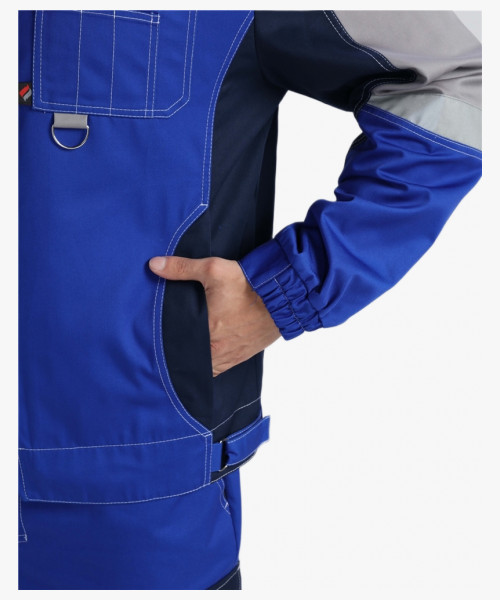 Костюм Вектрон-1 (тк.Смесовая,240) брюки, васильковый/т.синий/св.серый