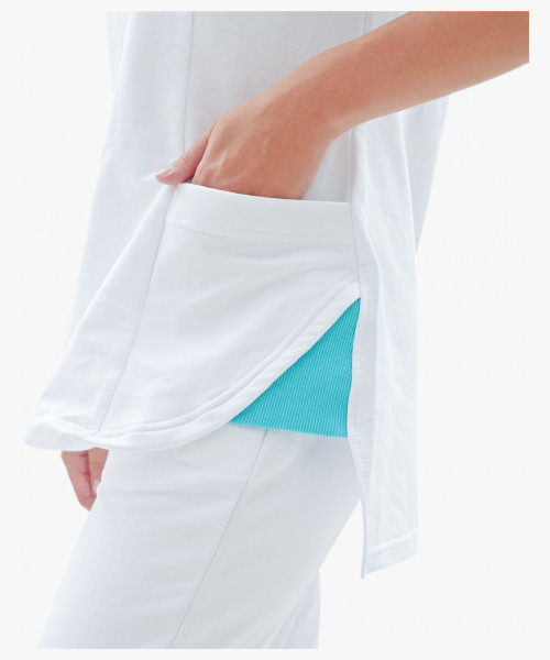 Костюм женский трикотажный Т-536, блуза, брюки, белый с бирюзовым