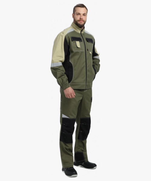 Костюм Вектрон-1 (тк.Смесовая МВО,240) брюки, хаки/черный/бежевый