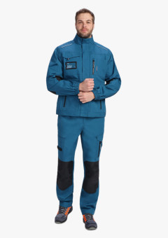 Костюм мужской летний ProfLineSpecialist-2 (тк.РипСтоп,240) полукомбинезон, циан/черный