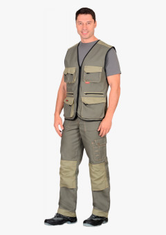 Жилет мужской летний СИРИУС-ВЕСТ-ВОРК тёмно-оливковый со светло-оливковым