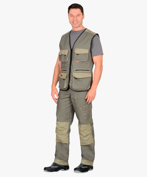 Жилет мужской летний СИРИУС-ВЕСТ-ВОРК тёмно-оливковый со светло-оливковым