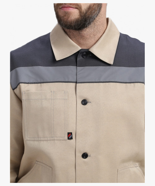 Костюм Лигор-1 СОП (тк.Смесовая,210) брюки, бежевый/т.серый