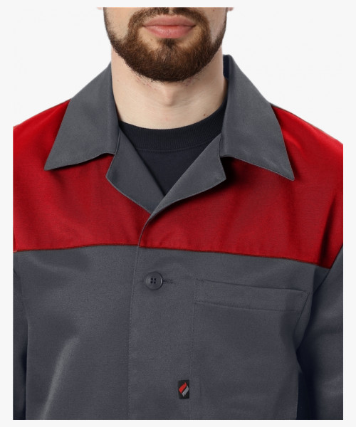 Халат Лигор (тк.Смесовая,210), т.серый/красный