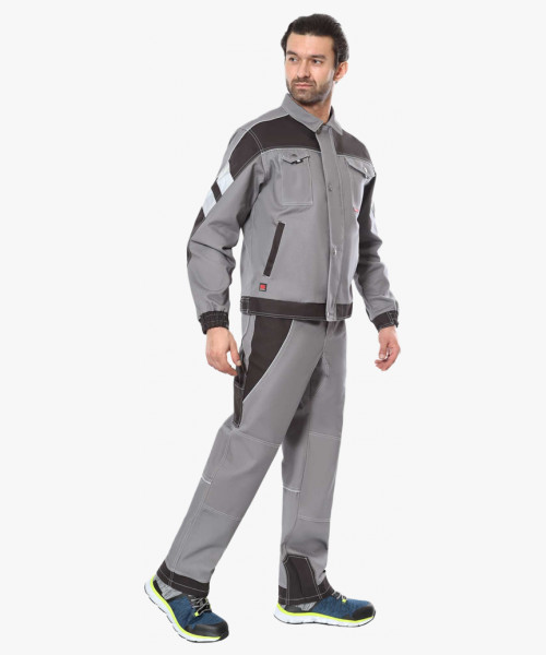 Костюм СИРИУС-ПЕКИН куртка кор., брюки серый с черным пл. 280 г/кв.м