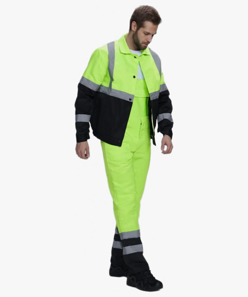 Костюм для дорожника с укороченной курткой (тк.Смесовая,210) п/к, лимонный/черный