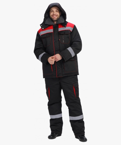 Костюм зимний Нейч-Премиум СОП К. (тк.Смесовая,240) п/к, черный/красный