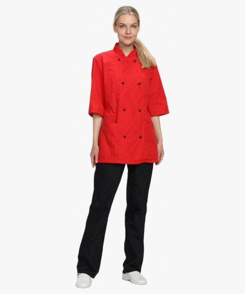 Костюм женский повара Шеф (тк.ТиСи), черный/красный