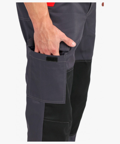 Костюм ProfLineBase-1 (тк. Твил, 210) брюки, т.серый/черный/красный