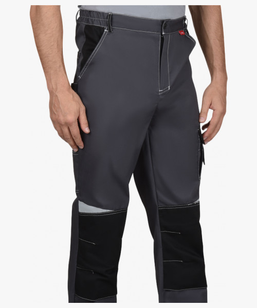 Костюм СИРИУС-ФАВОРИТ-МЕГА мужской летний, куртка и брюки, серый с красным и черным, СОП