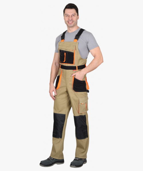 Полукомбинезон СИРИУС-МАНХЕТТЕН песочный с оранж. и черным тк. мех. стрейч пл. 250г/кв.м