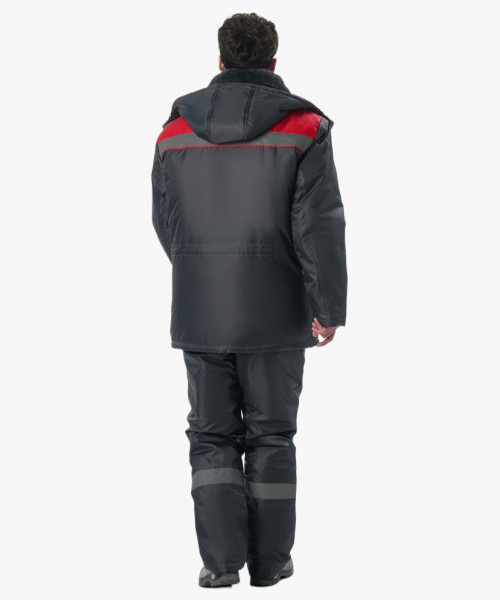 Костюм зимний Труженик-Ультра-2 (тк.Оксфорд) п/к, т.серый/красный