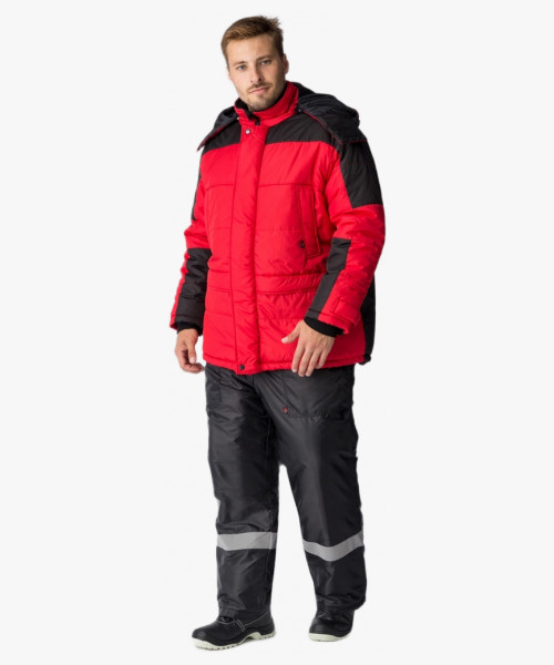 Куртка зимняя Европа (Дюспо), красный/черный