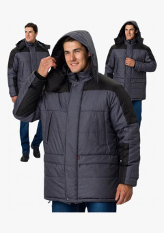 Куртка зимняя Премиум CH (тк.Мембрана), т.серый меланж/черный