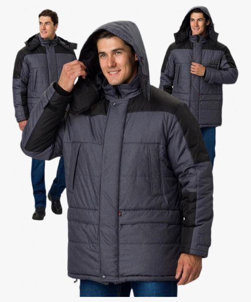 Куртка зимняя Премиум CH (тк.Мембрана), т.серый меланж/черный