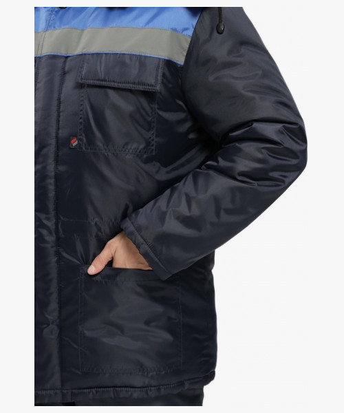 Костюм зимний Труженик-Ультра-2 (тк.Оксфорд) п/к, т.синий/васильковый