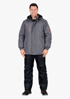 Куртка СИРИУС-АЛЕКС тёмно-серая с красной отделкой