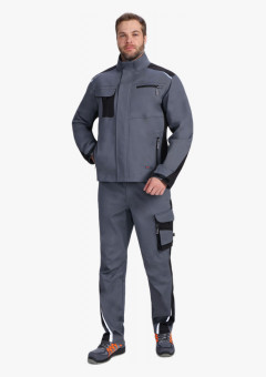 Костюм мужской летний ProfLineLeader-1 (тк.Хлопок/Спандекс,260) брюки, серый/черный