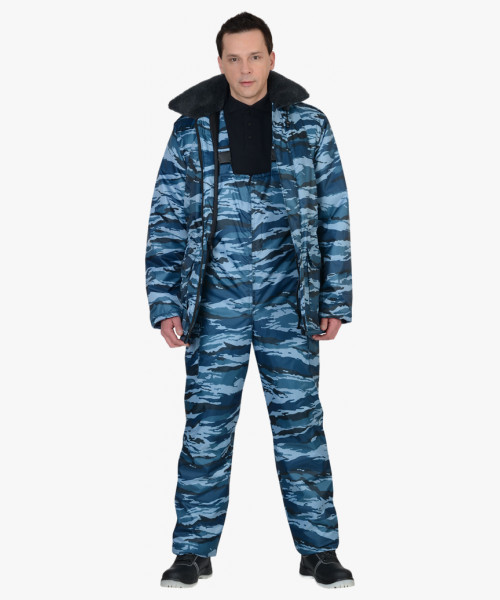 Костюм СИРИУС-БЕЗОПАСНОСТЬ зимний: куртка, п/комб. КМФ серый вихрь