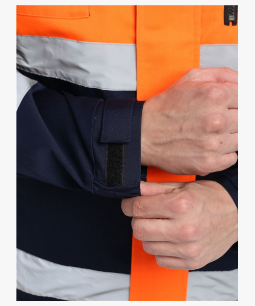 Куртка-трансформер сигнальная ProfLineSpecialist (тк.Смесовая МВО,240), оранжевый/т.синий