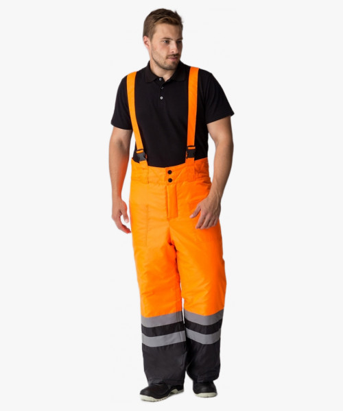 Костюм зимний для дорожника (тк.Оксфорд) брюки, оранжевый/черный