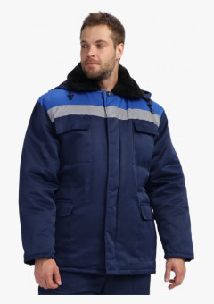 Куртка зимняя Стандарт (тк.Смесовая,210), т.синий/васильковый