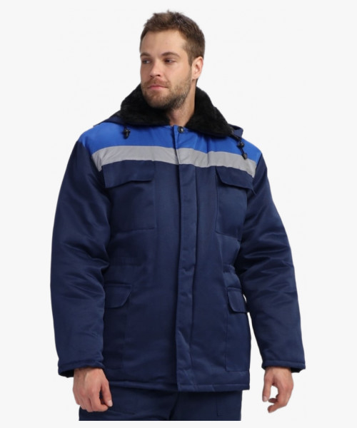 Куртка зимняя Стандарт (тк.Смесовая,210), т.синий/васильковый