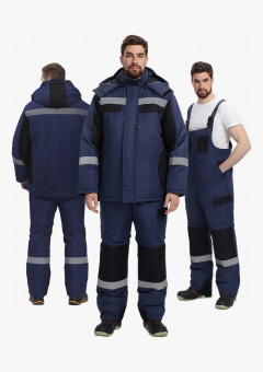 Костюм зимний Фаворит-Мега (тк.Таслан) п/к, т.синий/черный
