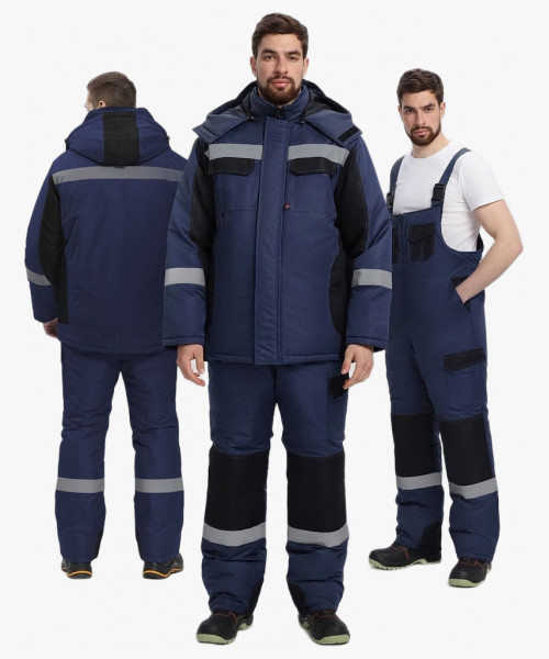 Костюм зимний Фаворит-Мега (тк.Таслан) п/к, т.синий/черный