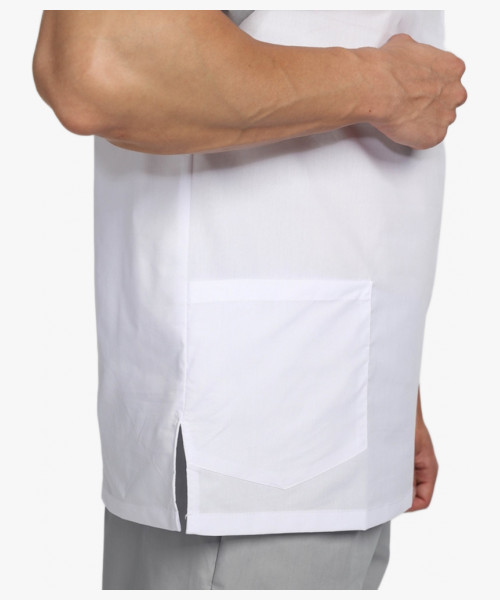 Мужской костюм Стоматолог (ткань ТиСи), серый/белый