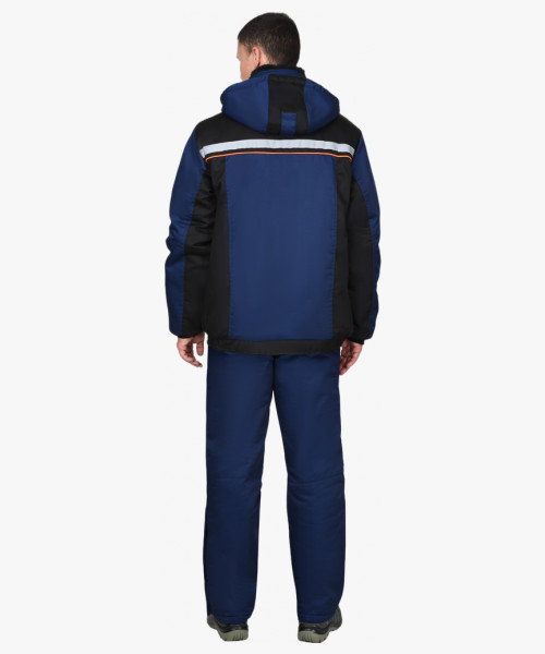 Костюм СИРИУС-ПРАКТИК зимний, куртка, брюки, меховой воротник, синий с черным и СОП