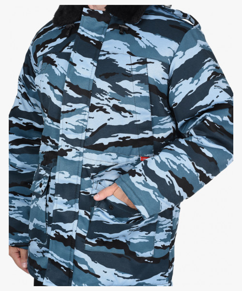 Куртка СИРИУС-БЕЗОПАСНОСТЬ зимняя удлиненная КМФ Серый вихрь