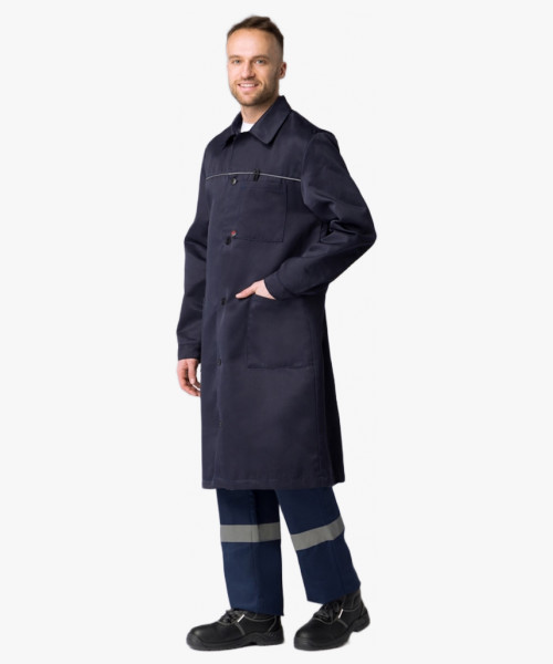 Халат мужской для ИТР (тк.Смесовая,210), т.синий
