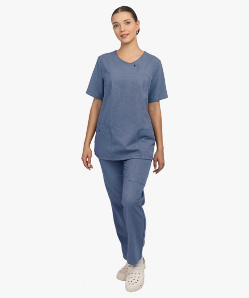 Костюм женский Л-535, блуза, брюки, синий