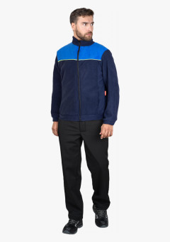 Куртка флисовая тёмно-синяя с васильковым и лимонным кантом (ФАВОРИТ)