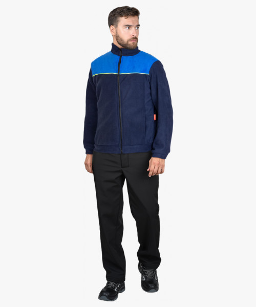 Куртка флисовая тёмно-синяя с васильковым и лимонным кантом (ФАВОРИТ)