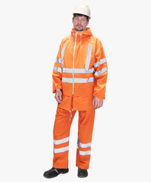 Костюм влагозащитный сигнальный с СОП SIRIUS Профи (225 гр/м2) оранжевый (ЧЗ)