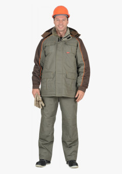 Костюм СИРИУС-КОБАЛЬТ куртка, брюки оливковый с темно-коричневым