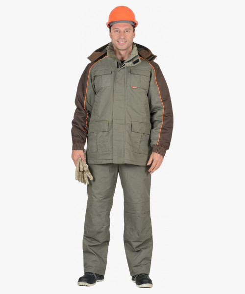 Костюм СИРИУС-КОБАЛЬТ куртка, брюки оливковый с темно-коричневым