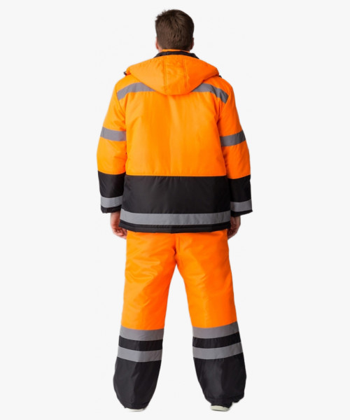 Костюм зимний для дорожника (тк.Оксфорд) брюки, оранжевый/черный