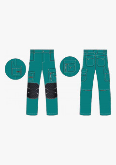 Брюки ProfLineSpecialist (тк. Рип-Стоп, 240 г/м2), циан, чёрный