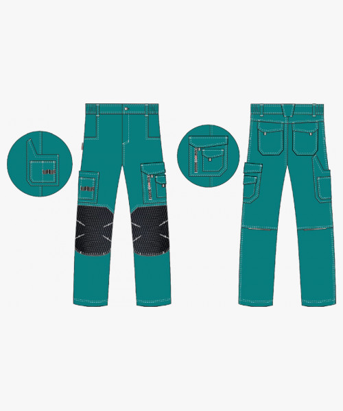 Брюки ProfLineSpecialist (тк. РипСтоп, 240), циан/черный