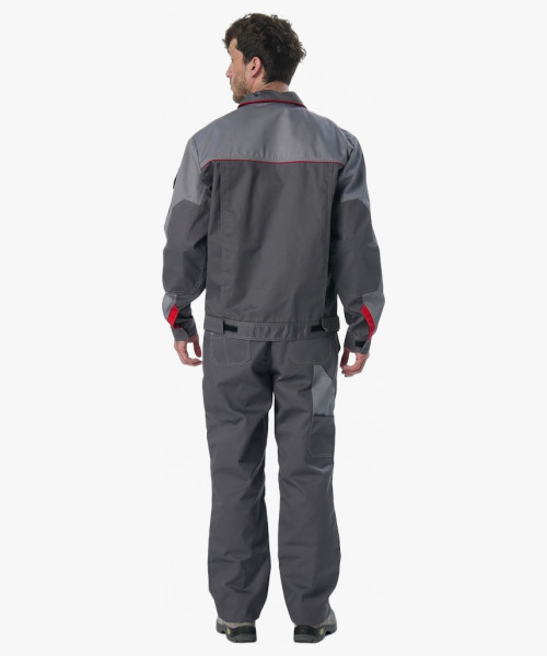 Костюм Драга-1 (тк.Смесовая МВО,240) брюки, т.серый/св.серый/красный