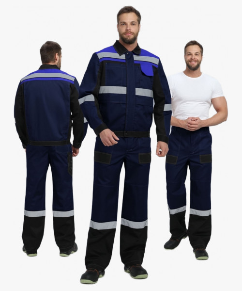 Костюм Виват-1 Премиум CH МВО (тк.Смесовая,240) брюки, т.синий/черный/васильковый