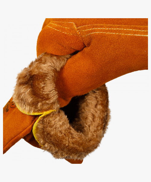 Driver Lux Zima Перчатки из спилка оранжевого цвета, утеплитель мех-мутон