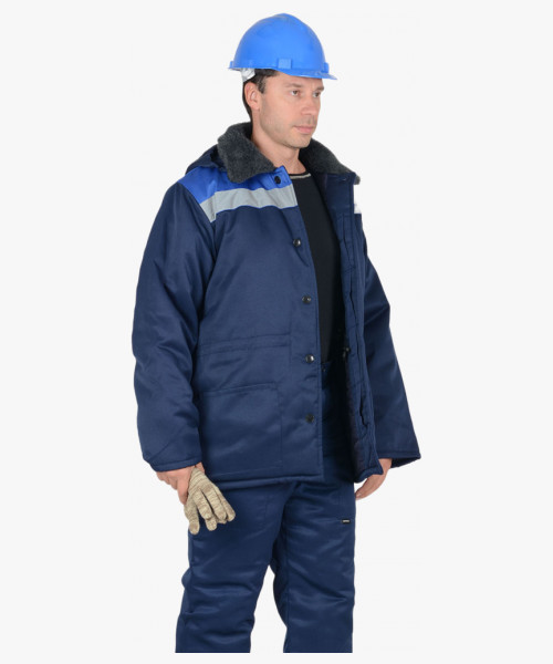 Куртка СИРИУС-БРИГАДИР мех. ворот, синяя с васильковым и СОП