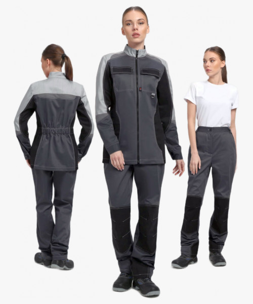 Костюм женский Вектрон-1 (тк.Смесовая,240) брюки, т.серый/св.серый/черный